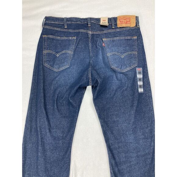 Levi's 501 Blue Dark Wash Button Fly Straight Leg Original Fit Jean Mens 42 x 32 - Picture 8 of 12